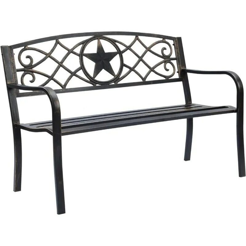 One Size Patio Furniture Lone Star Metal Park Patio Bench Outdoor Garden Benches Bronze Freight Free