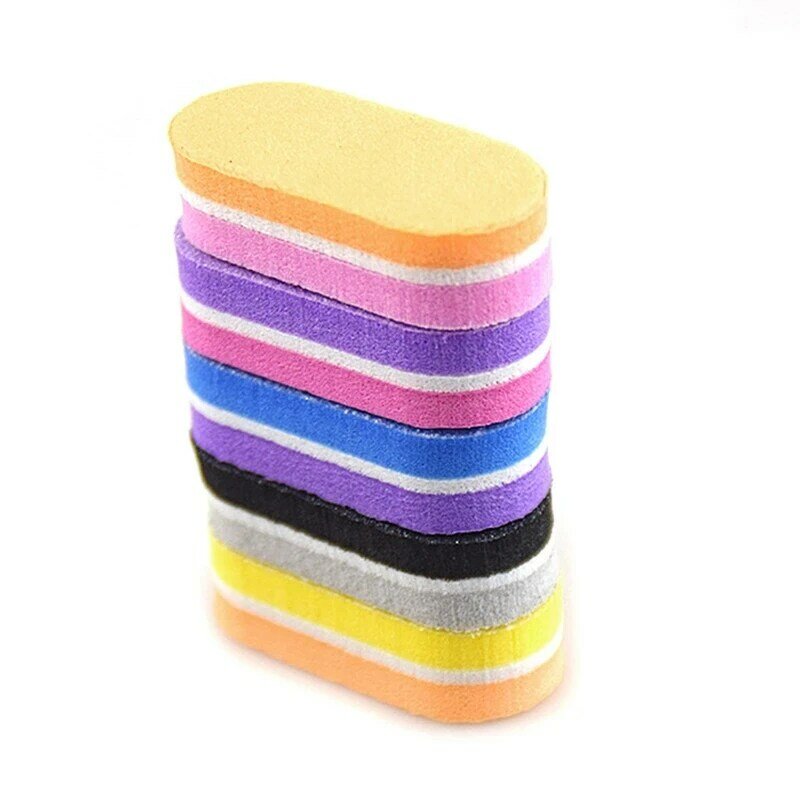 10 шт., двусторонние разноцветные губки для полировки ногтей