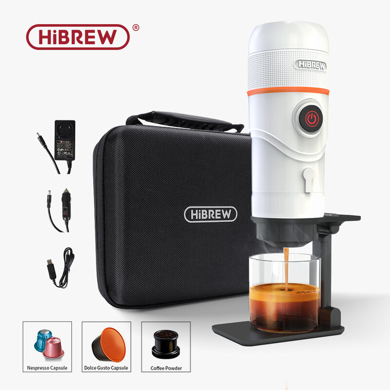 HiBREW-네스프레소 돌체 구스토 그라운드 커피 메이커 H4, 그린 & 화이트 휴대용 에스프레소 커피 머신 자동차 및 가정용