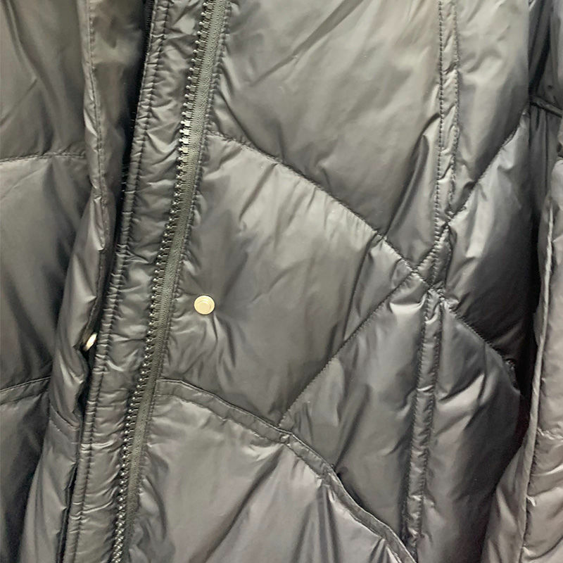 여성용 화이트 덕 다운 재킷, 중간 길이 파카, 루즈 후드 아우터, 두껍고 따뜻한 슬림 오버코트, 겨울 코트, 023 신상