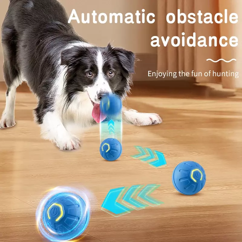 Bola mainan anjing pintar, mainan hewan peliharaan interaktif elektronik bola bergerak USB otomatis bergerak memantul untuk hadiah ulang tahun anak anjing produk kucing