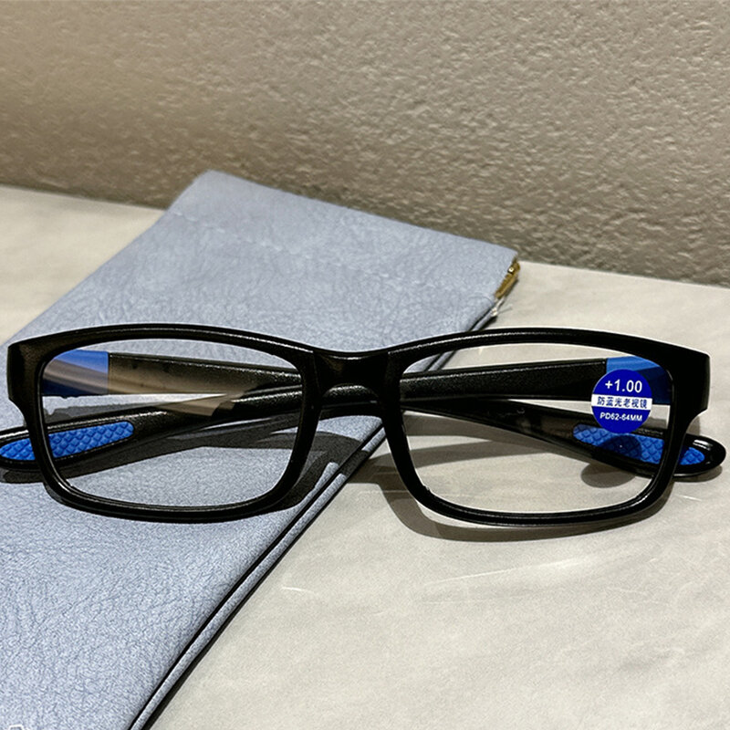 Kacamata baca baru Pria Wanita, kacamata presbiopia bingkai TR90 Anti biru hitam merah + 100 hingga + 400 ringan