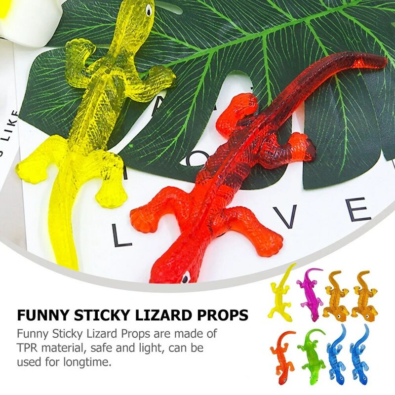 4 buah mainan Lizard lengket mainan melar Playthings gambar elastis seperti hidup pelepas stres realistis