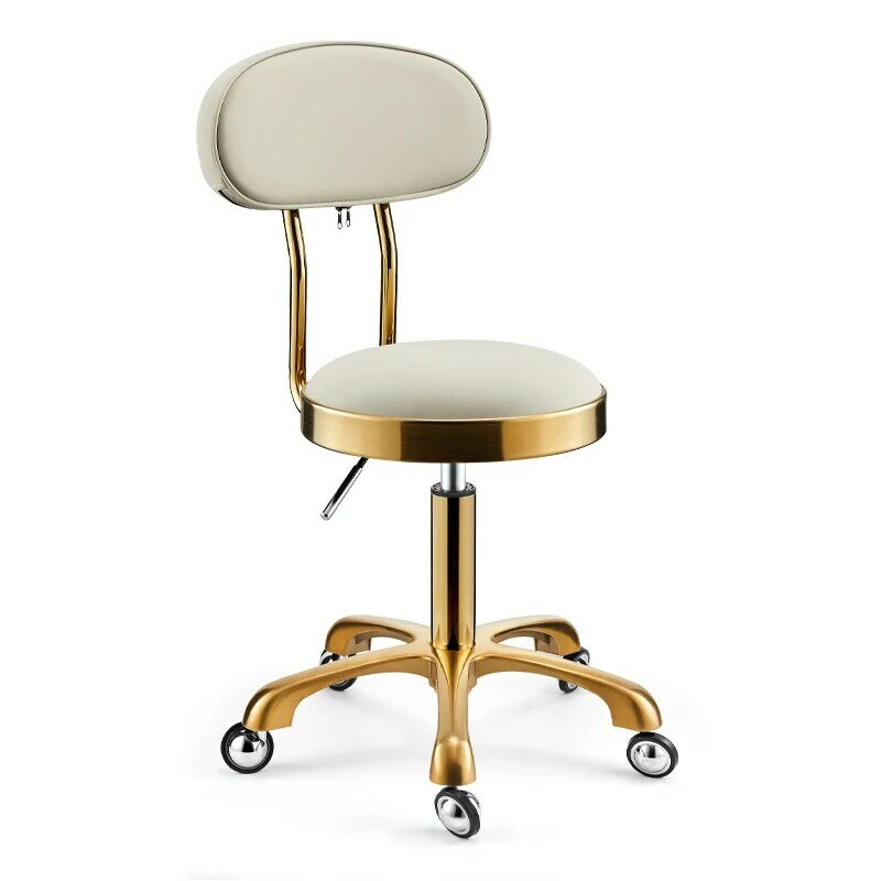 Taborety fryzjerskie skórzane okrągłe piękno Manicure stołek krzesła fryzjerskie Salon golenie estetyka stołek z kółkami obrotowe krzesło