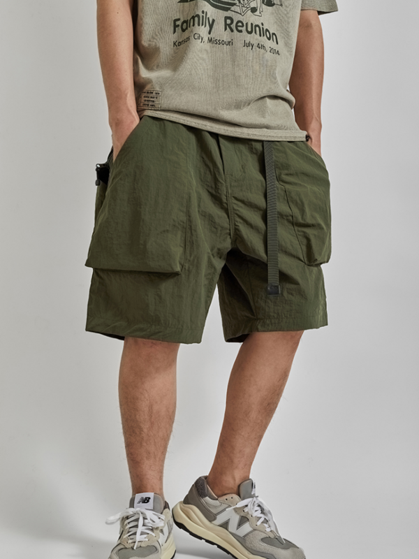 กางเกงขาสั้นคาร์โก้กลางแจ้งผู้ชายอเมริกาแบบย้อนยุคใหม่ฤดูร้อน