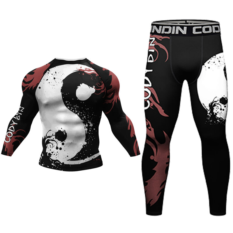 Cody Männer Kampfkunst tragen Kompression Jiu Jitsu Gi Rashgard MMA Shorts Sporta nzug Boxhemd Training Kits Bjj Rash Guard Anzug