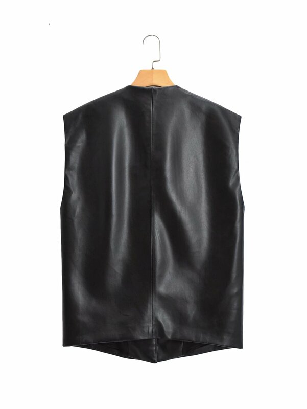 Leather Vests Women Fashion Hot PU Leather Vest Winter Brand Motorcycle Vest Slim Outerwear Waistcoat Jacket in Stock Long Vest