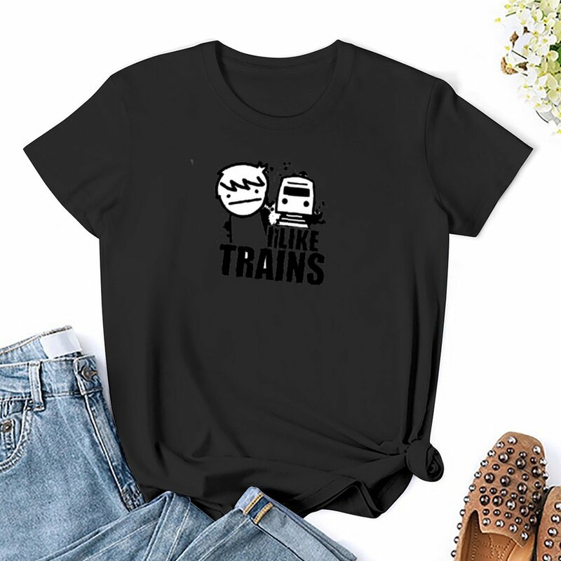 I like trains T-Shirt koreańska moda kawaii ubrania czarne t shirty dla kobiet