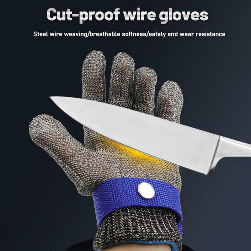 Guantes de trabajo de seguridad de alambre de acero inoxidable, guantes de malla de Metal de grado alimenticio, higiénicos y cómodos, trabajo de seguridad