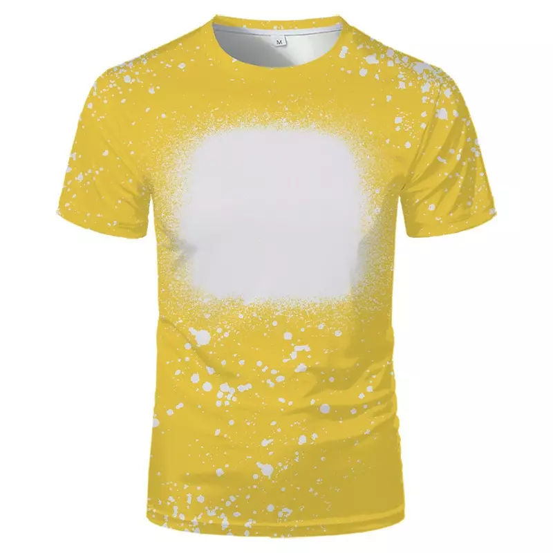 Sublimação Camiseta em branco, frente branqueada, poliéster, manga curta, t morrer, tops para impressão de transferência térmica DIY