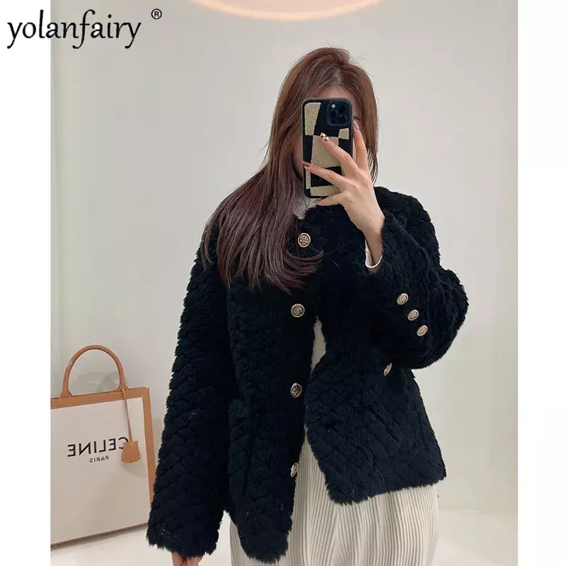 2023 New Winter Coat Women's Real Fur Jacket Women Sheep Sheared Composite Fur Integrated Pure Wool Fur Clothes Warm Top FCY5046