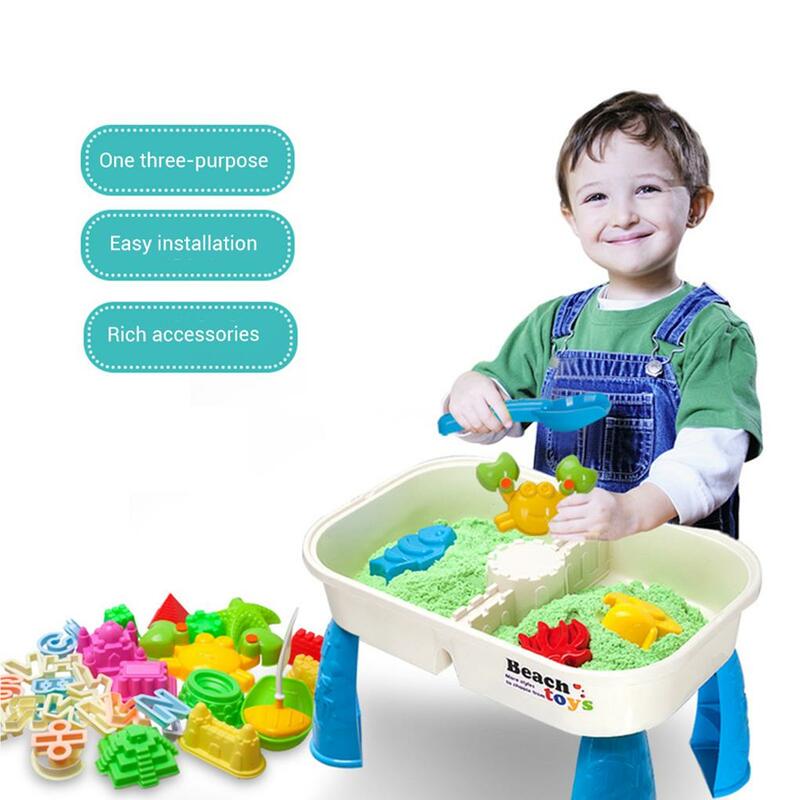 Kids Sand Water Activity Table with 9 Beach Toys For Children Activity Table
