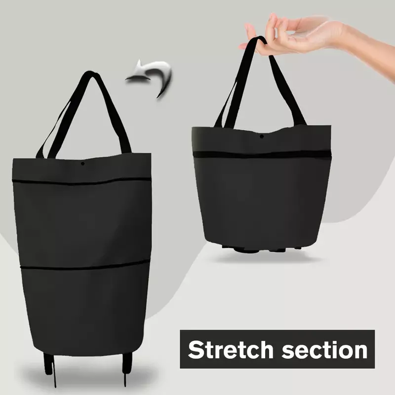 กระเป๋ารถเข็นช้อปปิ้งพับได้มีล้อกระเป๋าช้อปปิ้งซูเปอร์มาร์เก็ตฟอร์ดกันน้ำความจุสูงกระเป๋ากอล์ฟผัก