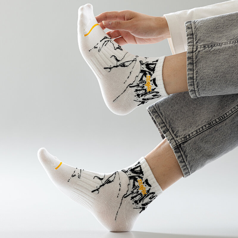 Calcetines cortos de algodón con letras para mujer, medias largas y cortas de alta calidad, estilo Kawaii, ropa de entrenamiento para actividades al aire libre