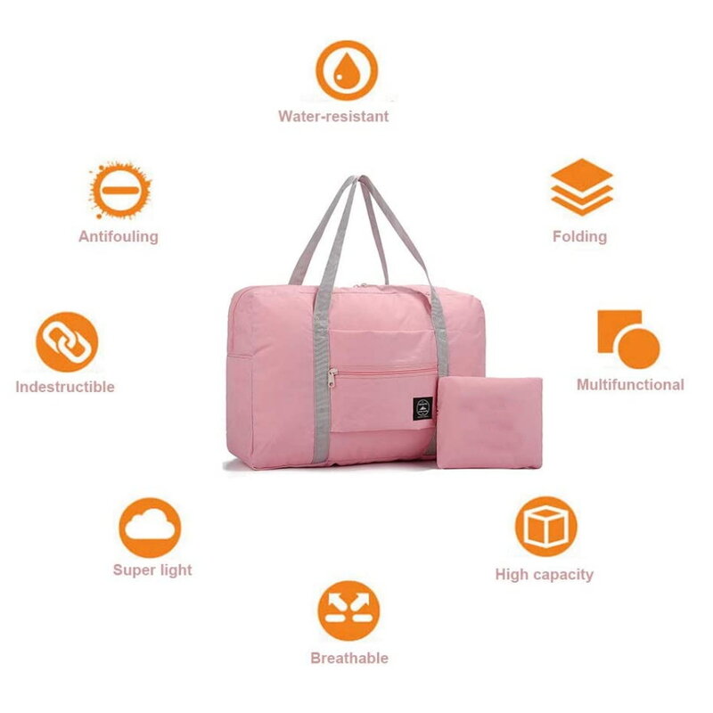 Bolsa de viaje para mujer, organizador de equipaje para acampar al aire libre, bolsa de accesorios con cremallera plegable, bolsa de almacenamiento de artículos de tocador con estampado de letras de oso