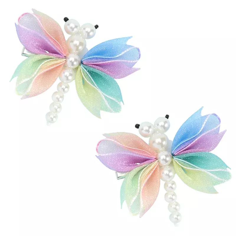 2Pcs Cute Pearl Butterfly Hair Clips For Girls Sweet Kids Hairpins Barrette Summer Headwear Hair Accessories Hair Ornament Clip