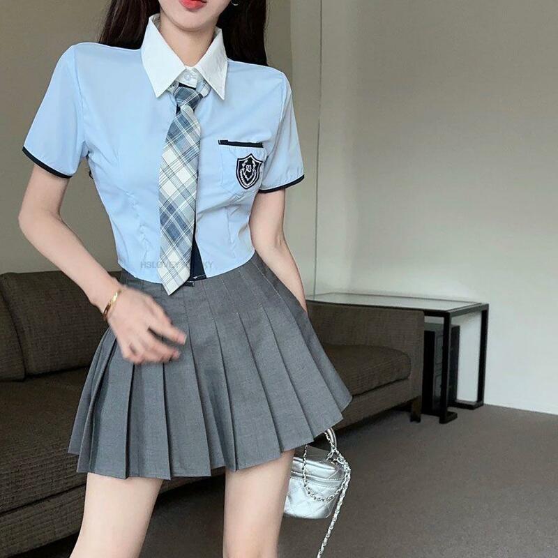 Японская форма школьная Униформа школьная Пряная униформа для девушек женский сексуальный костюм Школьная блузка + галстук + искусственная кожа