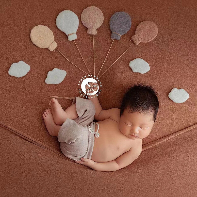 Accesorios de fotografía para recién nacido, globo de fieltro, conjunto combinado de estrellas, decoración de pose para bebé, niño y niña, estudio infantil, accesorios de fotografía