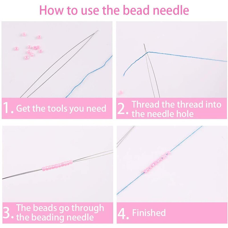 5Pcs Beading Agulhas Para Fazer Jóias Bead Needle Agulhas De Costura Grande Olho Para Beads Threading Jóias Fazendo Ferramentas Suprimentos