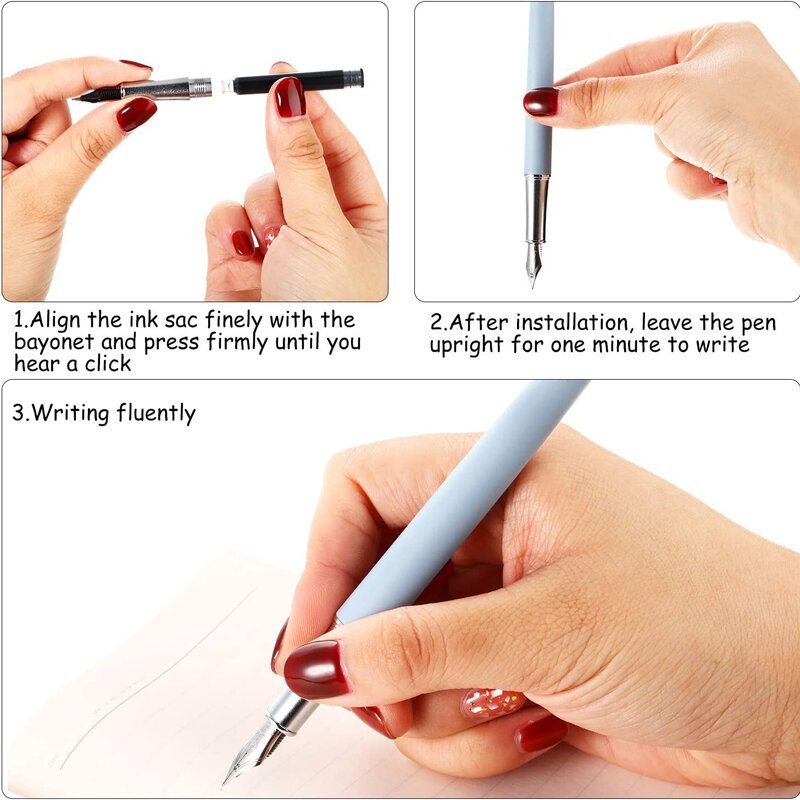 2.6 e 3.4mm caneta tinteiro cartuchos de tinta preto azul vermelho cor conjunto de 50 cartuchos de tinta recarga diâmetro furo alta qualidade