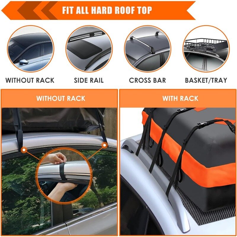 Сумка на крышу автомобиля MeeFar XBEEK, сумка-переноска на крышу, водонепроницаемая на 20 кубических футов для всех автомобилей с/без подставки