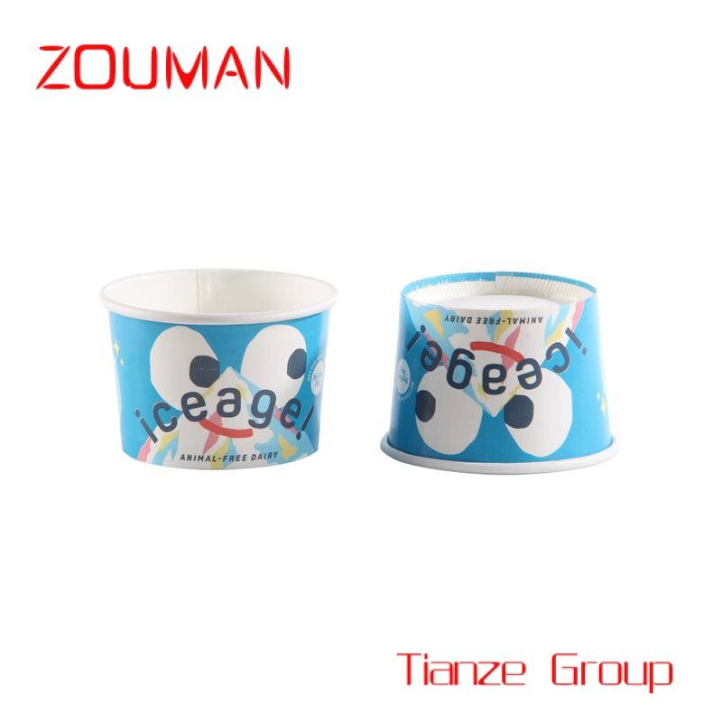 Custom , 2023 new style sundae paper cup small disposable ice yogurt paper bowl with lid and spoon