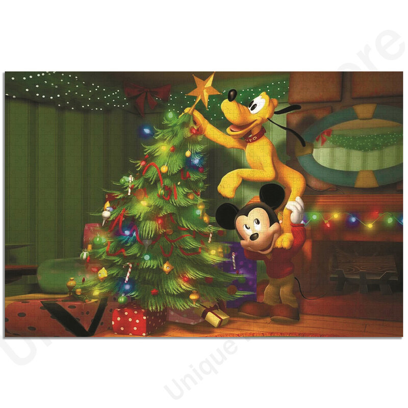 Disney-rompecabezas de Mickey Mouse para niños, juguete educativo, juegos infantiles, regalo de Navidad, 35/300/500/1000 piezas