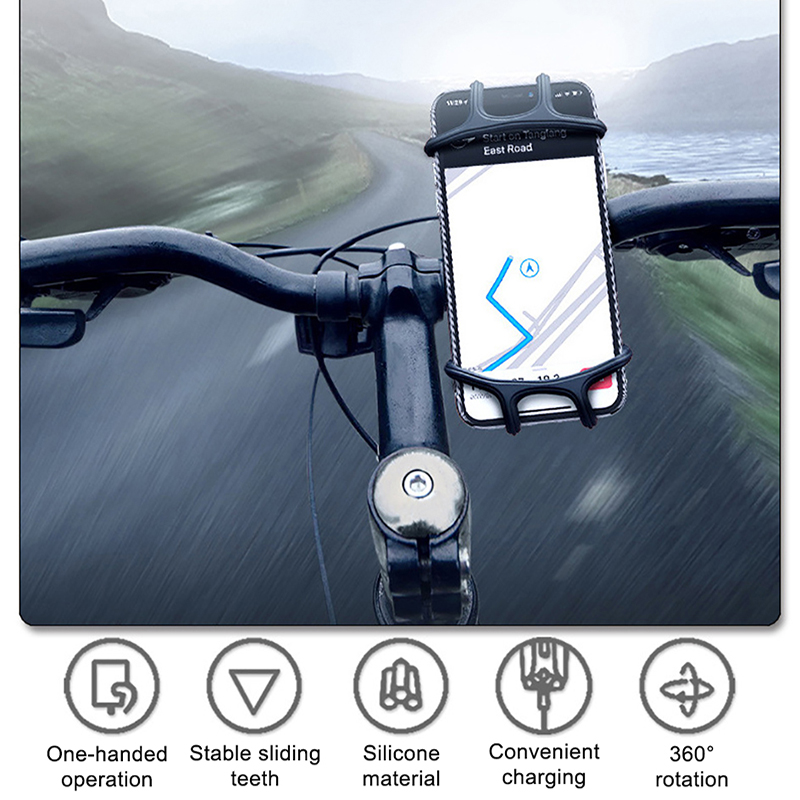 범용 360 ° 회전 실리콘 자전거 휴대폰 홀더, 오토바이 핸들 바 네비게이션 스탠드, 4.0 인치-6.0 인치 휴대폰