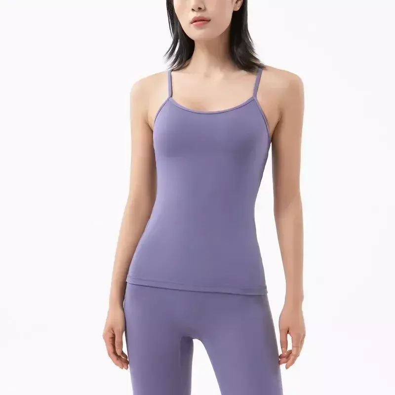 Nieuwe Yoga Vest Met Borstkussen Vrouwelijke Sexy Y-Vormige Rug Elastische Oefening Lange Versie Van Yoga Kleding