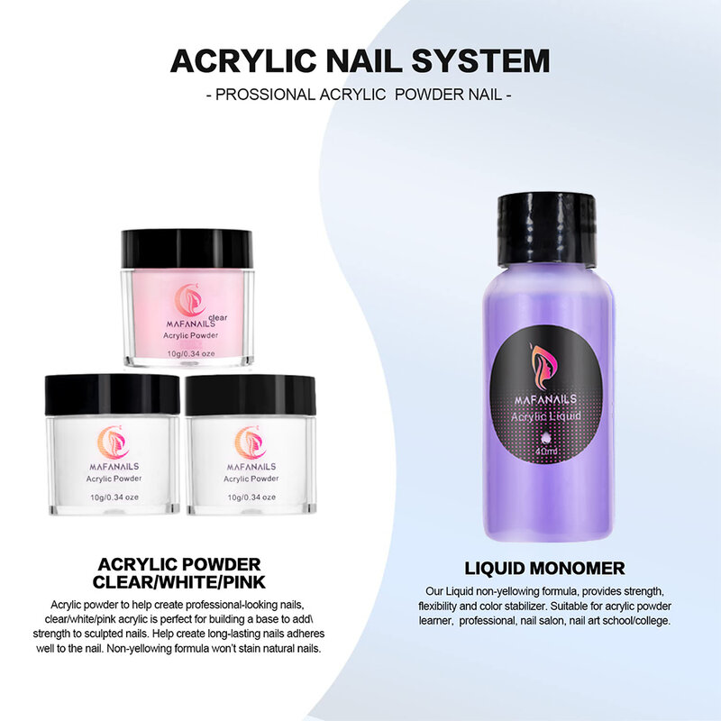 3 colori Crystal Liquid & Brush Nail Power Kit rosa Set di liquidi professionali per l'estensione delle unghie acriliche per principianti fai da te a casa