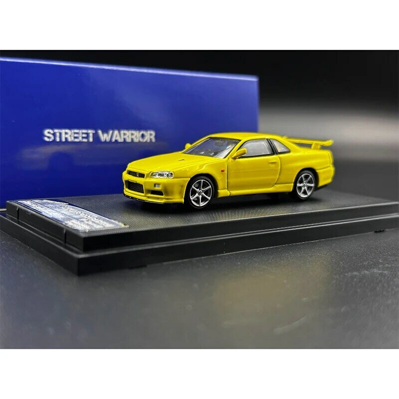 SW In Stock 1:64 GTR R34 V Spec II BNR34 Yellow Malaysia Limited Diecast Diorama Car Model Collection Toys Street Warrior