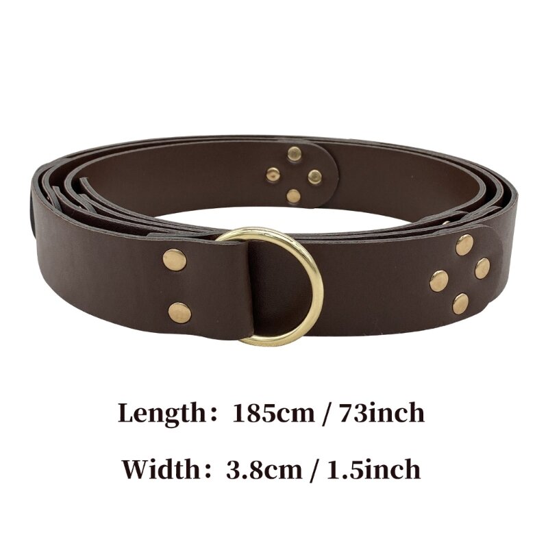 2024 New Medieval PU Leather Ring Belt Costume Vintage Accessory Women Men Viking Pirate Parties Vintage PU Leather Buckle