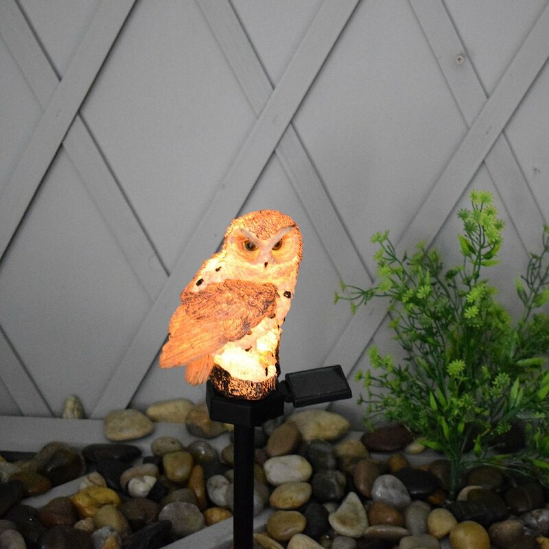 Luz Solar de búho con Panel Solar LED, luces de jardín impermeables de búho falso, adorno de búho, lámparas de exterior de pájaro Animal