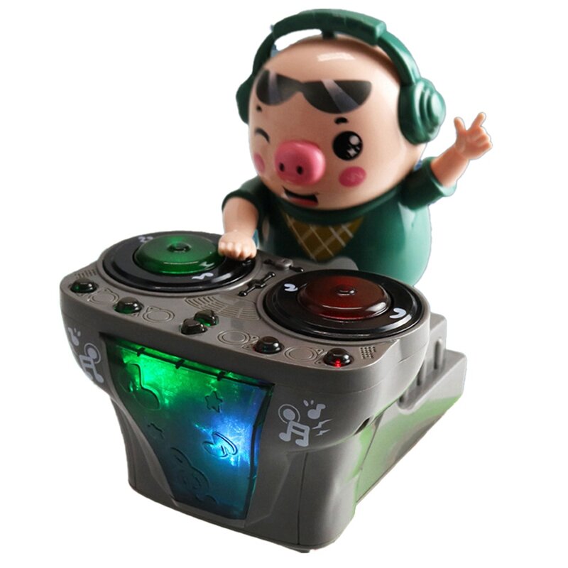DJ 락 돼지 전기 인형 장난감, 가벼운 음악, 재미있는 전자 파티 인형, 돼지 춤추는 뮤지컬 장난감