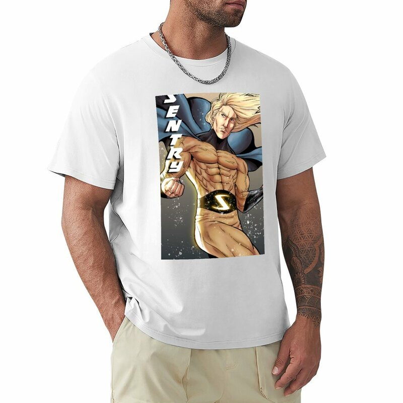Camiseta sublime sentinela masculina, camiseta de manga curta, roupas pretas do anime