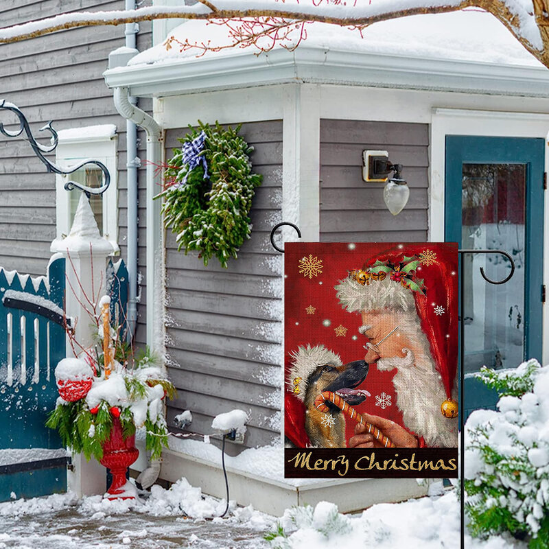 1 Stuk Sneeuwpop Kerstboom Patroon Vlag, Kerst Dubbelzijdig Bedrukte Tuinvlag, Boerderij Tuin Decoratie, Exclusief Vlaggenmasten