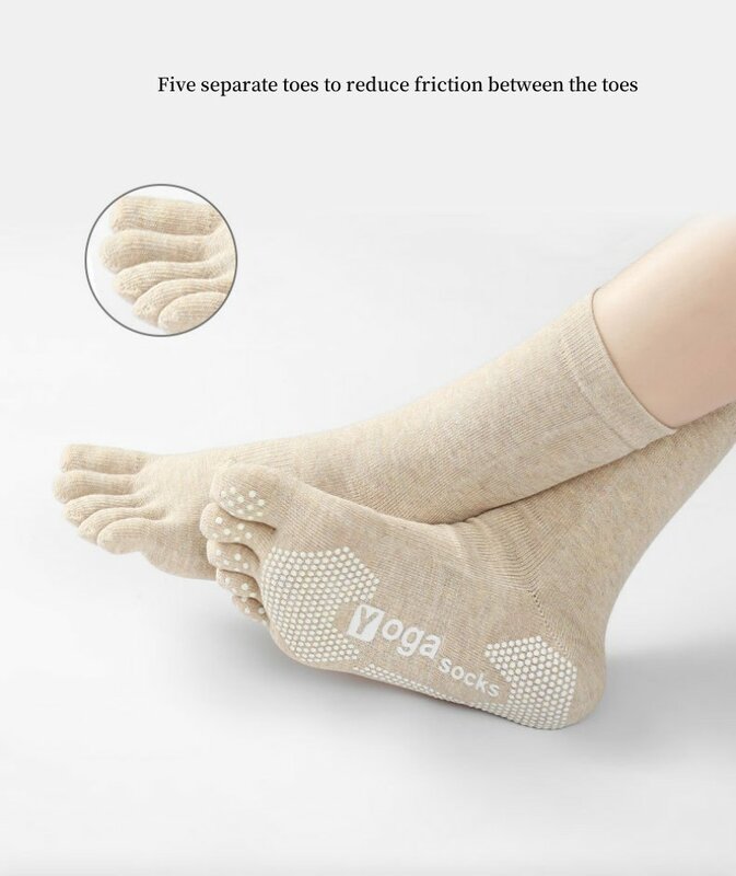Chaussettes de Yoga professionnelles antidérapantes pour femmes, cinq doigts, pour sport débutant, Fitness, entraînement, danse