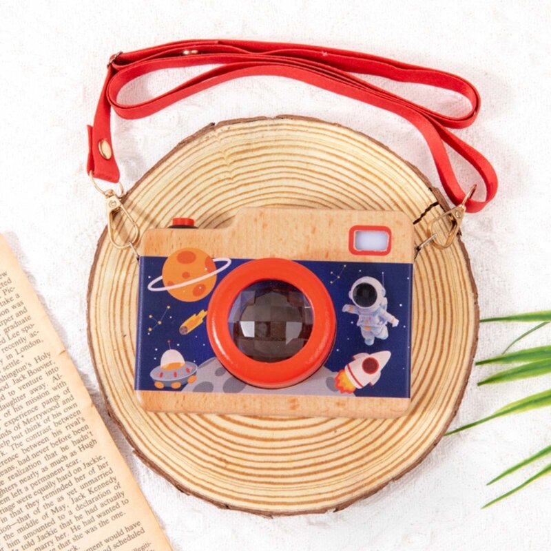 Mainan Kamera Bermain Kaleidoskop Anak-anak Hadiah Anak-anak Prasekolah Kamera Kayu Sensorik