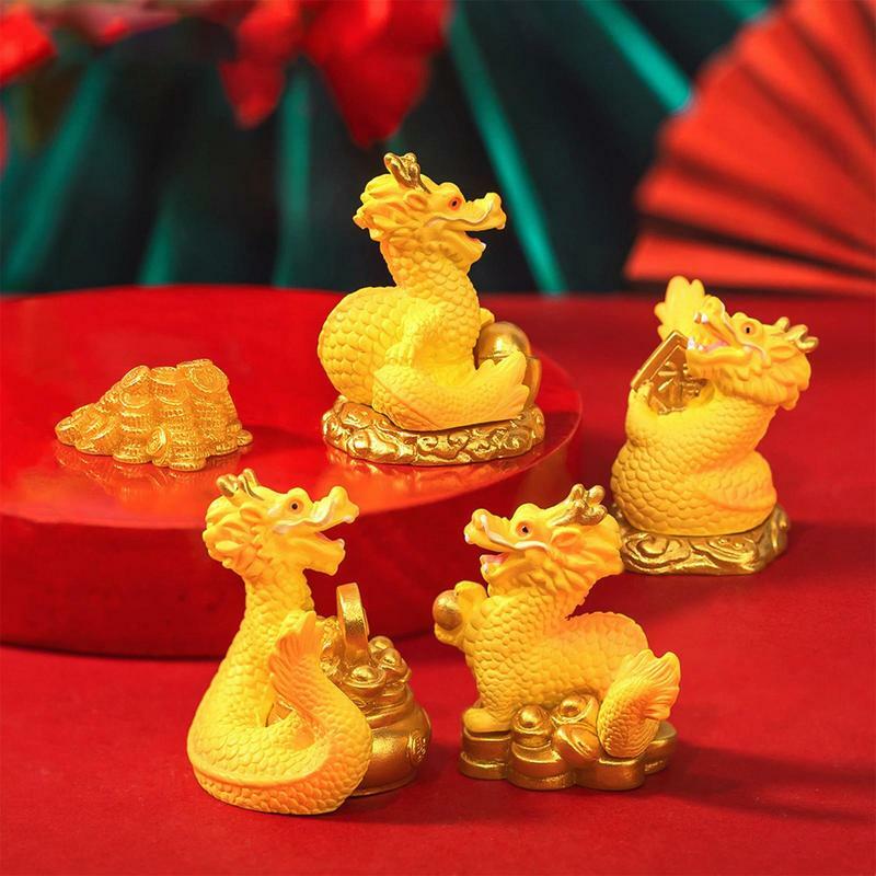 Chinese New Year Dragon Figure Zodiac Luck Dragon Desk Decoration Zodiac Animal Mascot Spring Festival Decor Ornaments