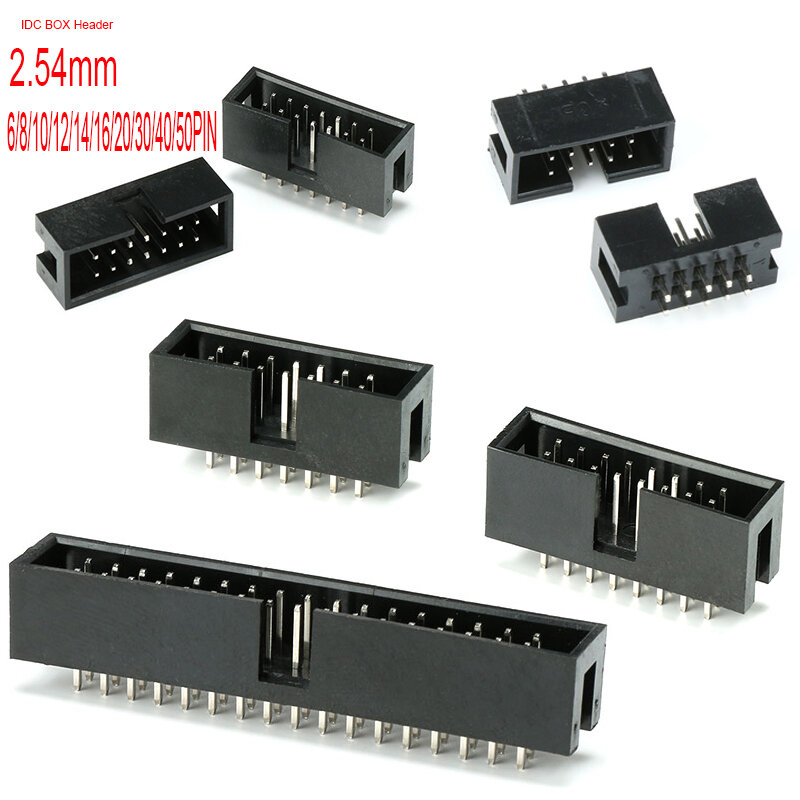 Cabezal de caja idc recto, conector PCB de doble fila, cabezal DC3, dip 6P, 10P, 20P, 26P, 34P, 40P, 2,54 MM, 10 unidades