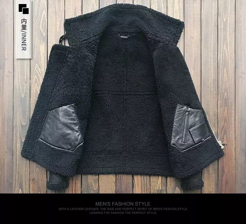 Куртка мужская повседневная из натуральной кожи, теплая Модная утепленная, с натуральным мехом, B3, зима