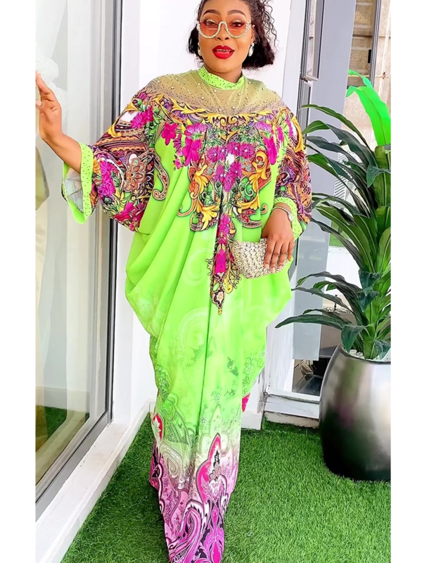Gaun Afrika elegan untuk wanita Muslim cetak Boubou abaya jubah Dashiki pakaian tradisional Afrika Ankara pakaian gaun malam