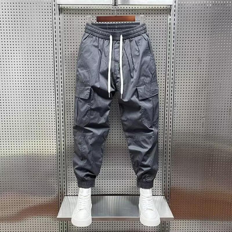 2024 модные весенние мужские брюки-карго, мужские джоггеры, повседневные хлопковые брюки, мужские брюки в стиле хип-хоп с лентой