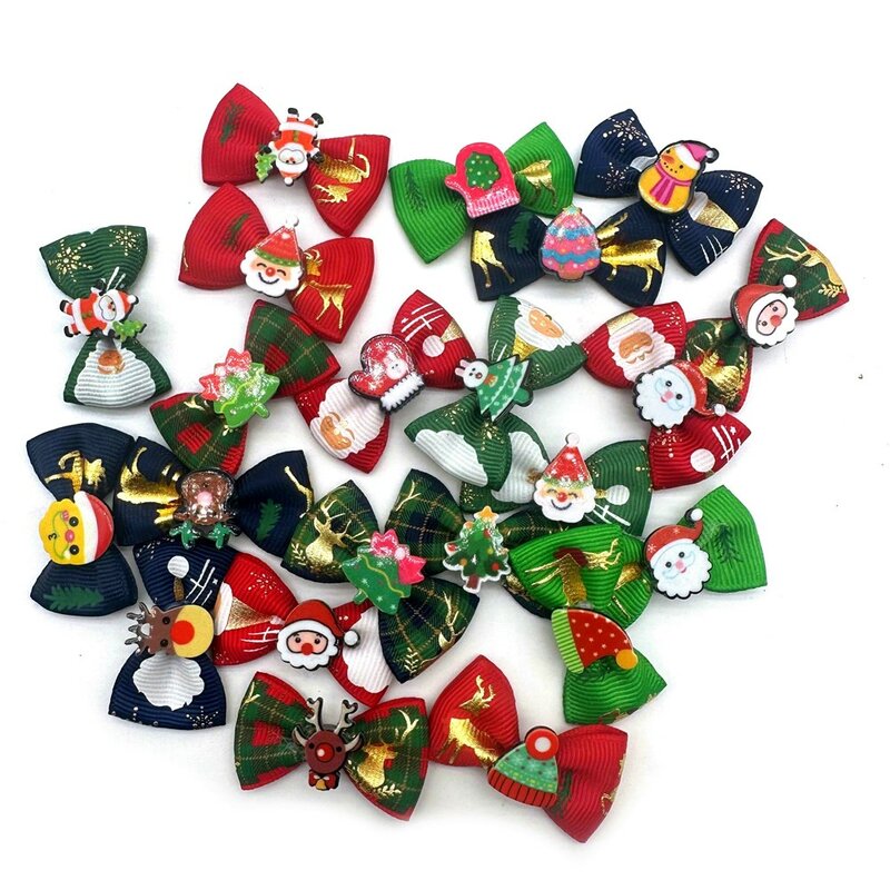 Christmas Small Dogs Hair Accessories Pet Bows Dog Hair Bows for Puppy Yorkshirk Xmas Dog Cat Grooming Bows Pet Supplies