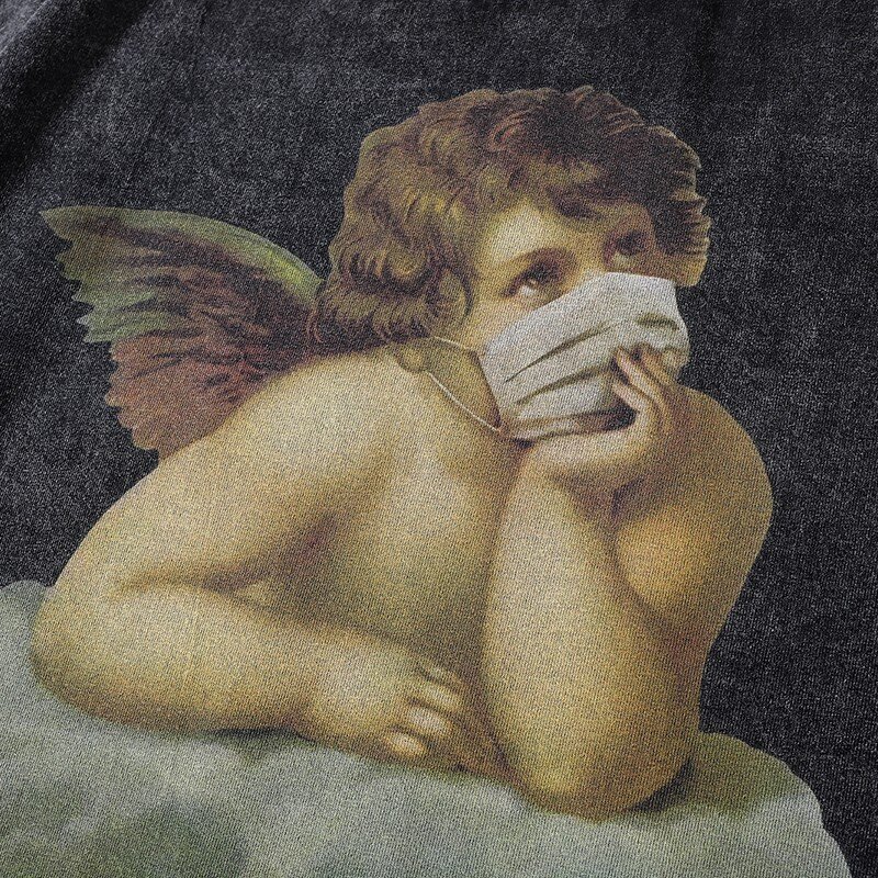 Женская футболка с коротким рукавом, летняя футболка большого размера с изображением ангела и маски