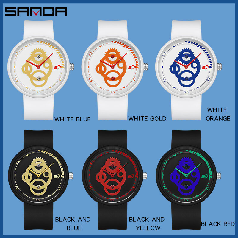 Sanda-Relógio de quartzo de silicone unissex, impermeável, simples, na moda, personalidade, homens e mulheres, escola, moda juvenil, marca de topo, novo