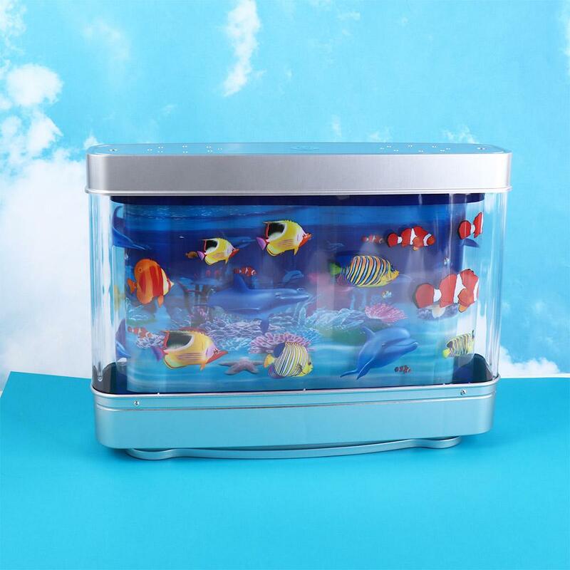Virtual Ocean lampu hias ikan, lampu tangki ikan buatan plastik tahan air simulasi dinamis dengan saklar