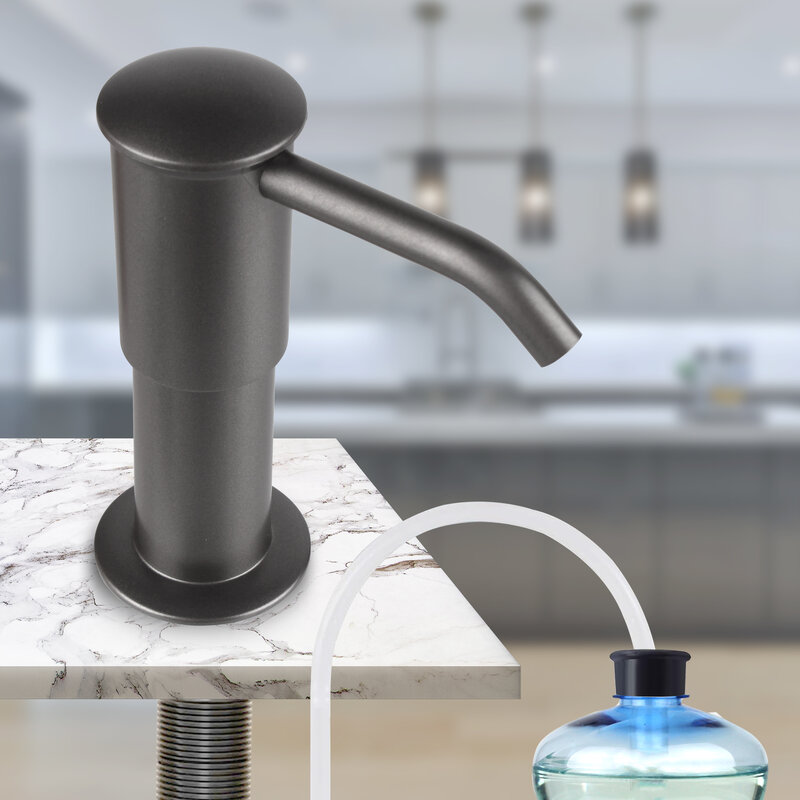 Dispensador de jabón para fregadero de cocina, bomba de ABS de gran tamaño (gris), con tubo de extensión de 1,5 m (59 ")