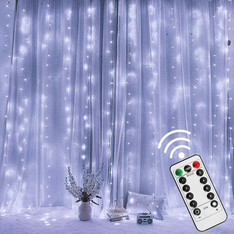 Guirxiété Lumineuse LED pour Décoration de Noël, Rideau Glaçon, Extérieur, Maison, Mariage, ix, Jardin, 6x3m, 3m