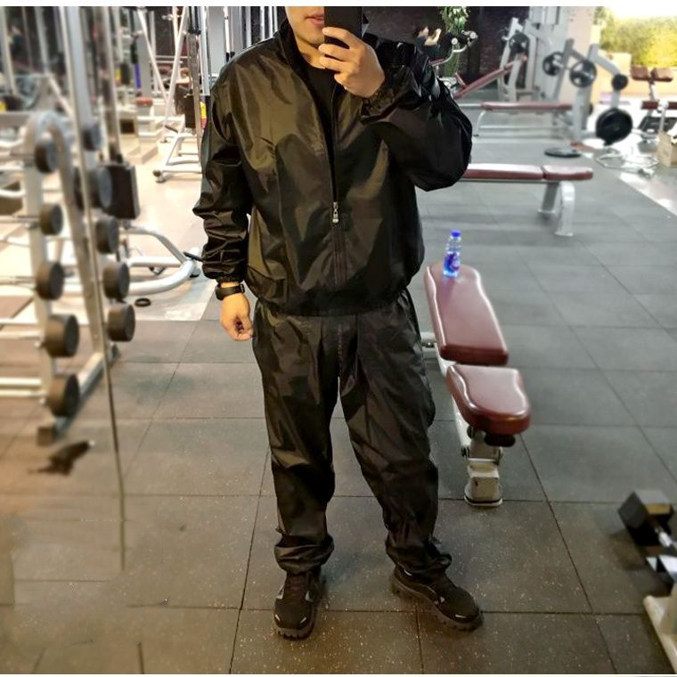 Sauna Suit Man Loose Gym Clothing Sets for Sweating Weight Loss Sports Active Wear Slimming Full Body Tracksuit Solid Fitness
